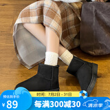 回力（Warrior）雪地靴女冬季保暖加厚短筒棉鞋学生棉靴子加绒 2166X 黑色 35 
