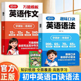 初中趣味口诀英语语法+万能模板英语作文+思维大爆炸妙语连珠（共3册）真题演练视频讲解 趣味速学词汇语法核心知识作文精选模板