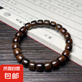 绿檀直切桶珠手串手工精品檀木民族风小手链男女款文玩单圈 药沉直切8x9mm【单圈】
