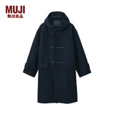 无印良品（MUJI）男女通用 羊毛混 牛角扣大衣 无性别 男款女款 毛呢大衣 长款外套 深藏青色 S-M
