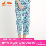 铜牛家居裤汗布印花居家女裤睡裤棉家居裤长裤女春夏VK034 五彩花开-白-绿 S (160/85)