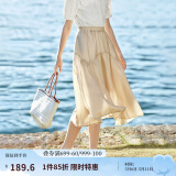 茵曼（INMAN）清新A字半身裙2025夏新款薄荷曼波通勤中长裙子 浅卡其 M