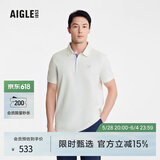 AIGLE艾高短袖POLO衫T恤春夏DFT速干吸湿排汗户外休闲运动舒适男 茉莉白 BC421 L