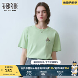 Teenie Weenie小熊短袖T恤女夏季简约休闲圆领刺绣T恤上衣女 青柠色 S (160)