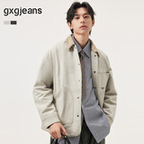gxgjeans男装工装风底特律翻领宽松夹克外套25年秋新品 浅卡其 175/L
