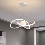 凡甄极简创意吊灯卧室灯简约餐厅灯温馨大气房间灯具广东中山灯饰 双环款白色50CM三色变光（48W）