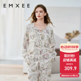 嫚熙（EMXEE）孕妇睡衣产后哺乳春秋季款月子服棉质家居服套装 晨曦庄园-两件套(不带哺乳口) M【适合90-115斤】