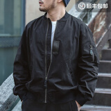 马登工装 美式空中MA1飞行员夹克军事风短款外套复古棒球服男潮春上衣 黑色 XL