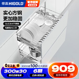 悍高（HIGOLD）双层抽屉式内置拉篮304不锈钢厨房橱柜碗架收纳调味篮碗碟篮 700柜 2层 -黑钻系列套装