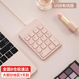 B.O.W航世 HW157 无线蓝牙数字小键盘 可充电迷你财务办公鼠标套装 会计外接usb有线笔记本电脑小键盘 约1.5m有线键盘-樱花粉