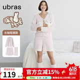 ubras【虞书欣同款】兔绒绒开襟家居服套装厚款女加绒睡衣冬季女 【长袖短裤套装】粉晨色 XL