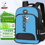 史努比（SNOOPY）儿童书包 男女孩小学生1-3年级轻便卡通高年级双肩背包 浅蓝