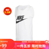 耐克NIKE男 运动背心 圆领无袖 柔软舒适 AR4992-101 白2XL