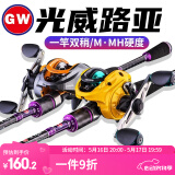 光威（GW）光威路亚竿套装双稍鱼竿打黑翘嘴纺车碳素枪柄杆水滴轮抛竿海竿 直柄2.4米双稍+纺车轮+铂金套装