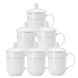 陶相惠陶瓷茶杯办公会议水杯家用喝茶杯子金边开会杯子6只套装定制印字