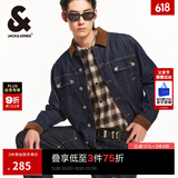 杰克·琼斯（JACK&JONES）男装春秋新款时尚复古宽松翻领上衣潮流原色牛仔夹克单宁外套男 A13 深牛仔蓝 A13 深牛仔蓝 XS 165