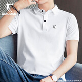 乔丹短袖t恤男士polo衫2025夏季透气冰丝宽松休闲翻领半袖运动上衣 白色-速干100%聚酯纤维 M /170