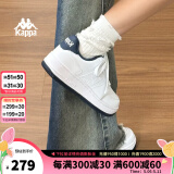 KAPPA卡帕背靠背女鞋板鞋女新款鞋子女夏季潮鞋百搭情侣休闲运动小白鞋 经典白/海昌蓝 36