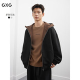 GXG男装25年秋季新品双色休闲开襟卫衣男通勤百搭 黑色 170/M