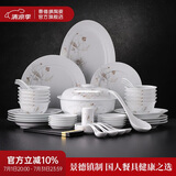 景德镇（jdz）陶瓷餐具整套高档碗碟套装家用新款高颜值乔迁礼物无铅清香和韵