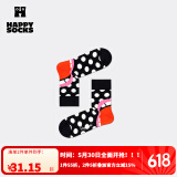 Happy Socks春夏款袜子女男袜薄荷曼波运动彩虹白色棉袜中筒袜 大笑黑 1双 M 36-40