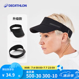 迪卡侬（DECATHLON）空顶帽男女夏天遮阳帽太阳帽鸭舌帽户外运动帽跑步帽子RUNC 新黑色-可调节松紧带款 新空顶帽松紧带（建议头围50-62厘米）