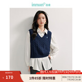 茵曼（INMAN）针织马甲女老钱风V领薄2025春冬女装新款学院风内搭毛衣上 宝蓝色 XL