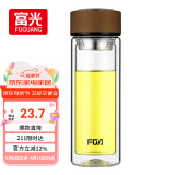 富光男女士双层玻璃杯 高硼硅玻璃304茶隔水杯子 带茶隔泡茶杯320ml