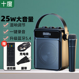 十度（SHIDU）S95蓝牙音响家用K歌麦克风音箱户外广场舞手提便携大功率高音质低音炮大音量 经典黑丨无线话筒版