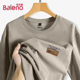 班尼路（Baleno）长袖男秋季美式潮流重磅纯棉运动宽松简约复古休闲圆领打底衫t恤