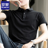 罗蒙（ROMON）短袖t恤男士商务polo衫男夏季休闲短袖男上衣服外套男 黑2XL