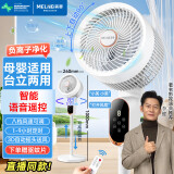 美菱（MeiLing）电风扇/循环扇/落地扇/交流定频/台立地三用对流风扇全自动摇头AI语音遥控定时MPF-DG2689Pro白色