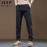 JEEP SPIRIT吉普休闲裤男直筒秋冬季裤子男士商务修身弹力长裤 黑色 32