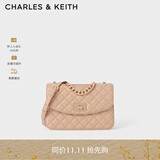 CHARLES&KEITH菱格链条单肩包斜挎包婚包包女包生日礼物CK2-70701062-1 Beige米色 S