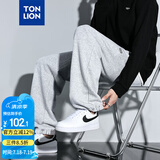 唐狮（TonLion）2021灰色男宽松束脚休闲裤子男卫裤 加绒浅麻灰/二批 L 