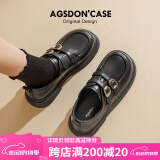 奥古狮登（Agsdon）乐福鞋女夏季小皮鞋女工作鞋软底复古妈妈鞋 531081 黑色 35