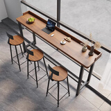 马特维阳台吧台桌商用靠墙窄桌子桌椅组合沙发边奶茶店高餐桌家用长条桌 【一桌两凳】长120宽40高100