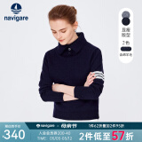 Navigare意大利小帆船毛衣女士秋冬款翻领含羊毛小衫保暖百搭显瘦针织衫女 海军蓝 M 48
