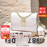 BLACKKISS520礼物送女友送妈妈送老婆实用包包轻奢女包单肩包斜挎包小方包 白色  送 宽肩带（高档版本）