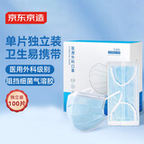 京东京造一次性医用外科口罩100只独立包装 防尘防花粉防晒面罩蓝色 