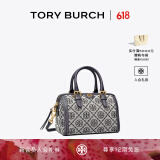 Tory Burch汤丽柏琦【礼物】 T MONOGRAM 迷你提花波士顿斜挎酒桶包82939 Tory 海军蓝  405