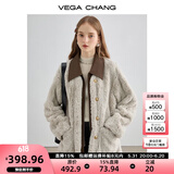 VEGA CHANG皮毛一体短外套女2024年秋冬新款宽松显瘦高级感名媛风毛绒大衣 常规版 M