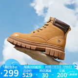骆驼（CAMEL）大黄靴女都市户外系带工装靴马丁靴 L23W307016R 黄棕（绒里） 37