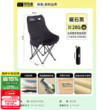 探险者（TAN XIAN ZHE）户外折叠椅露营椅子月亮椅便携折叠桌椅高靠背躺椅小凳子钓鱼椅 加高软包头等舱黑色【头部可靠】