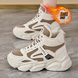 劾凿加绒老爹鞋女学生休闲鞋冬天加厚东北防寒保暖大棉鞋子高帮运动鞋 姣阳A09 卡其色加绒 38