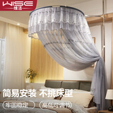 维洁（Wise）蚊帐家用天地杆圆顶吊顶公主风易安装可折叠不锈钢支架床型通用款 一帘幽梦-[A20灰] 200cm*180cm*3cm 不挑尺寸床型