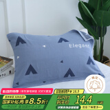 艾薇 纯棉枕巾一个加大三层夹棉枕芯儿童枕头巾 风雅浅蓝 50*80cm