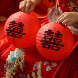 狮洛德 2只结婚婚房小挂件红喜字灯笼中式婚礼摆件树挂布置立体拍照道具