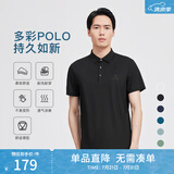 劲霸男装（K-Boxing）男士T恤纯色时尚休闲百搭夏季短袖polo领男FTBG2381 黑色 190 