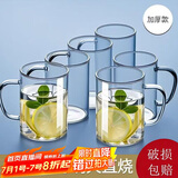青苹果耐热玻璃杯6只装 可加热围炉煮茶水杯 带把泡茶杯牛奶杯